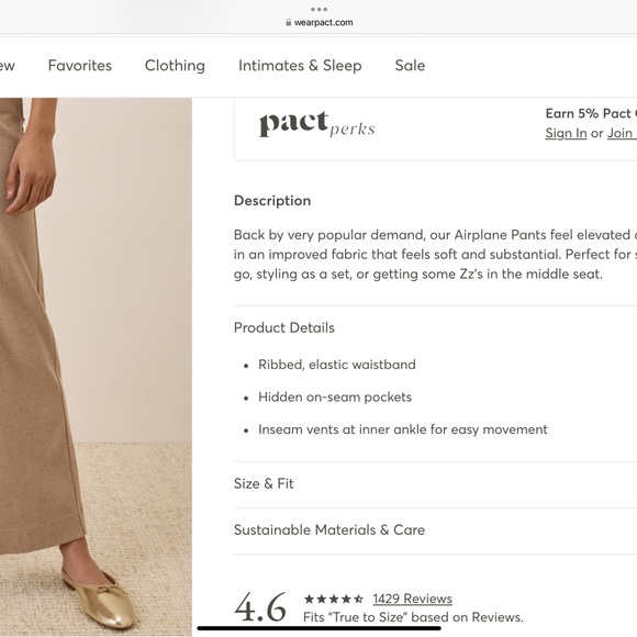 Pact Airplane Wide Leg Pants in Deep Taupe Heather NWT Size L - Picture 2 of 4
